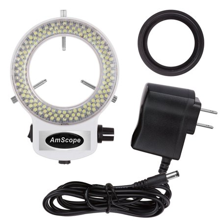 AMSCOPE 144 LED Intensity-adjustable Ring Light for Stereo Microscopes with White Housing LED-144W-ZK